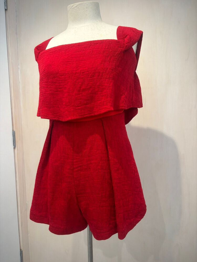 Polly Red Textured Playsuit – Size 12