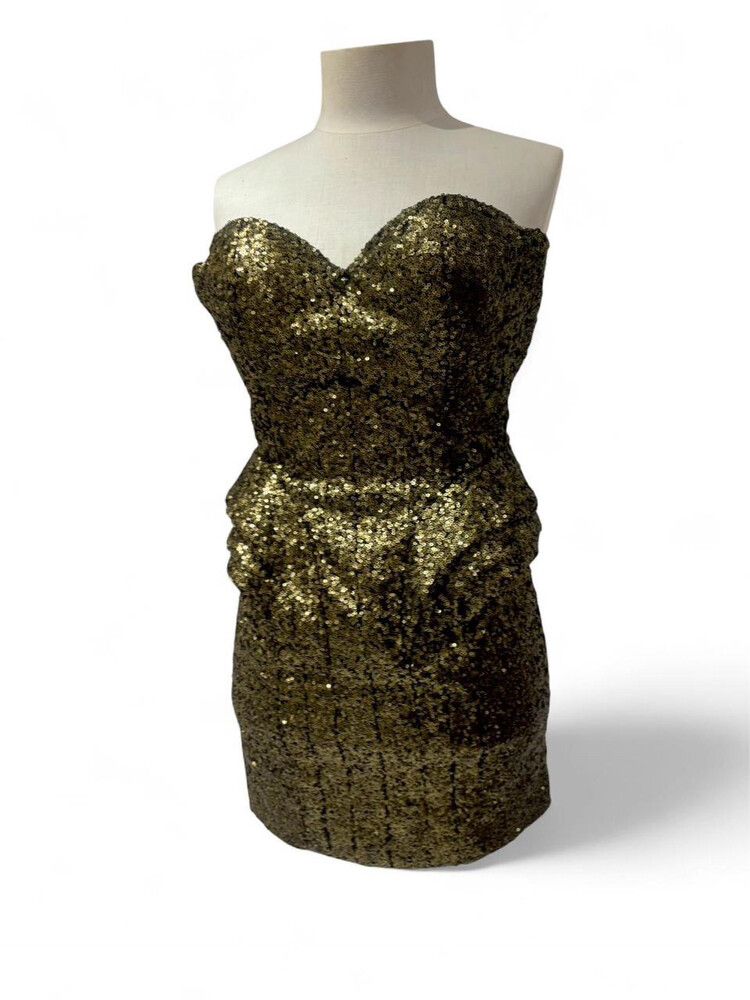 Abyss by Abby - ABYSS by Abby Gold Sequin Strapless Dress on Designer  Wardrobe