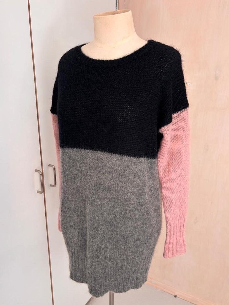 Helen Cherry Colour-Block Mohair Knit Dress / Tunic – One Size