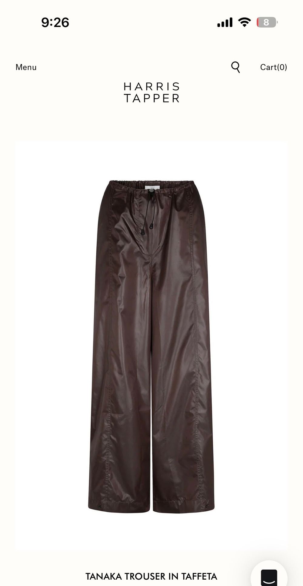 Harris Tapper Brown Taffeta Trousers