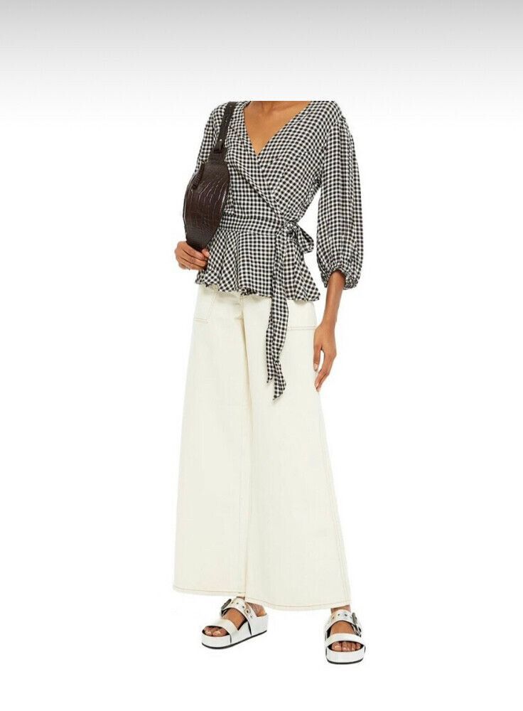 Ganni - Ganni - Gingham Wrap Blouse on Designer Wardrobe