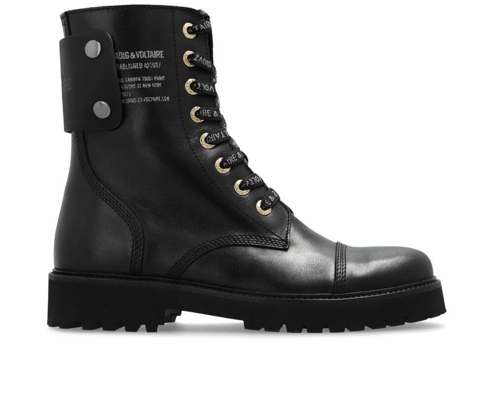 Black Lace Up Boots With Side Zip