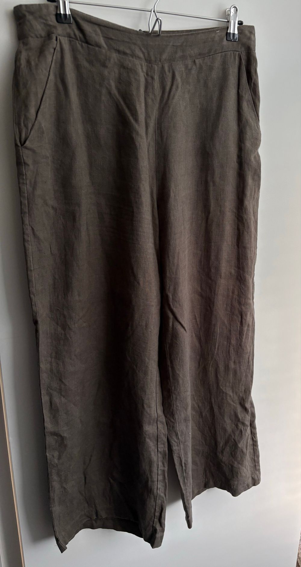 Among The Brave Linen Khaki Wide Leg Pants