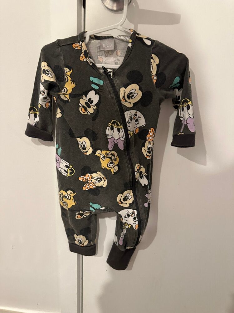 100% Olive Green Disney Print Onesie