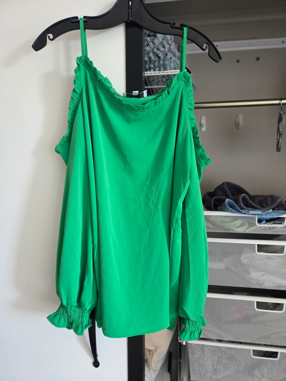 Green Cold Shoulder Top