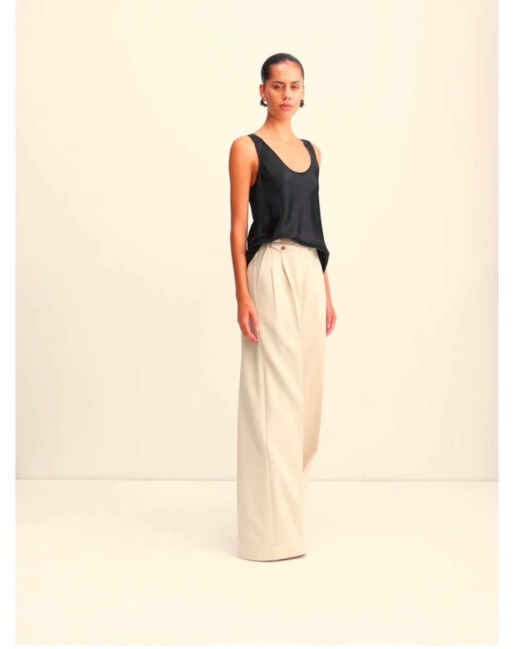 Irene High Waisted Tailored Pants Bone