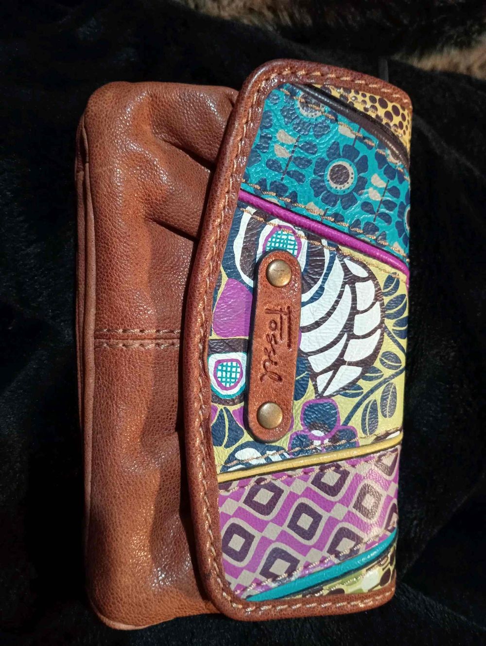 Fossil vintage leather patchwork wallet
