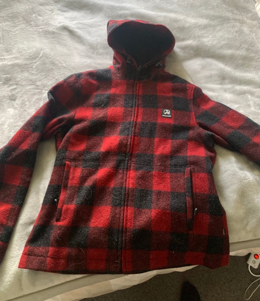 Swandri womens red wool hoodie