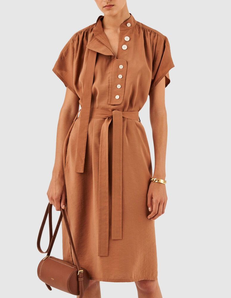 oroton brown dress Oraton Off Shoulder Maxi Dress