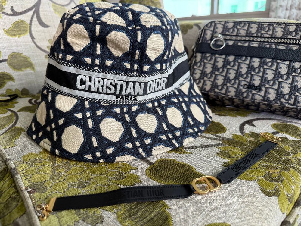 Christian Dior Blue and Beige Bucket Hat