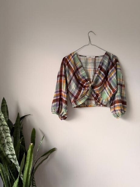 RUBY Plaid Print Top