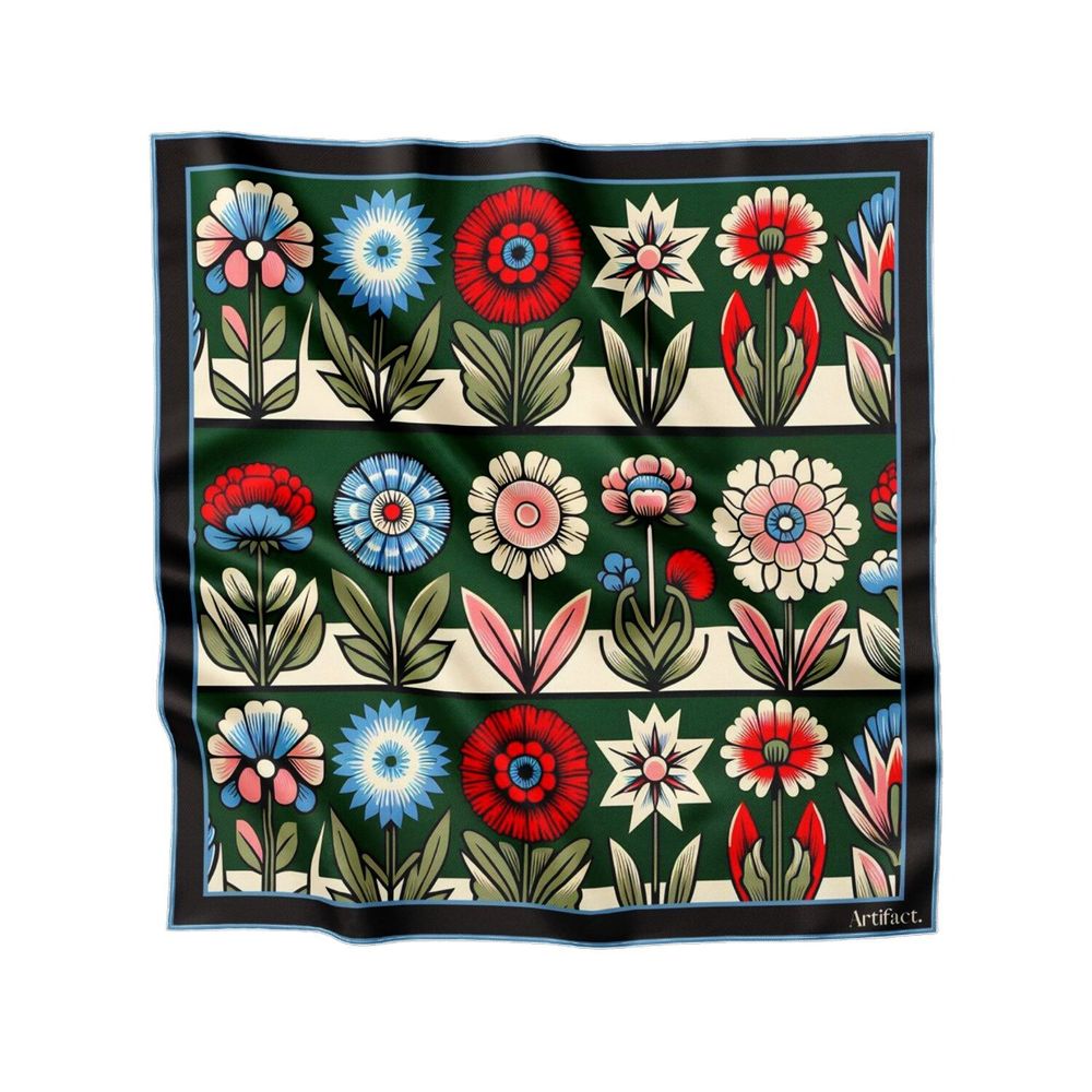 Flori:  Women's Large Square Silk Scarf