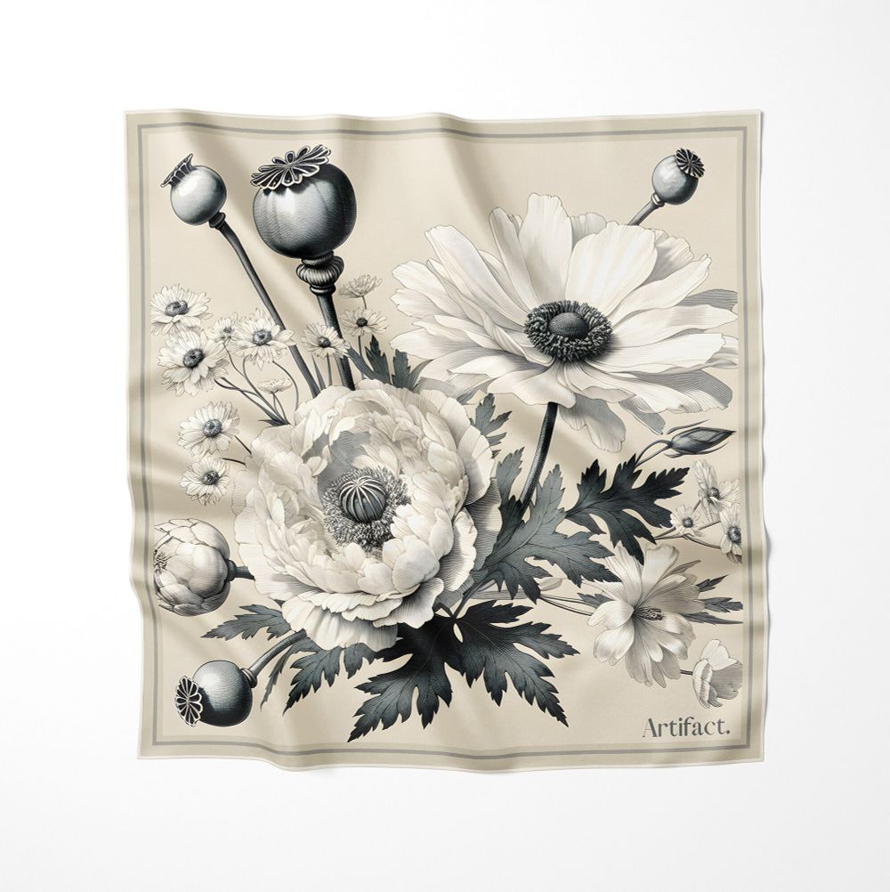 Noir Bloom:  Square Silk Scarf new