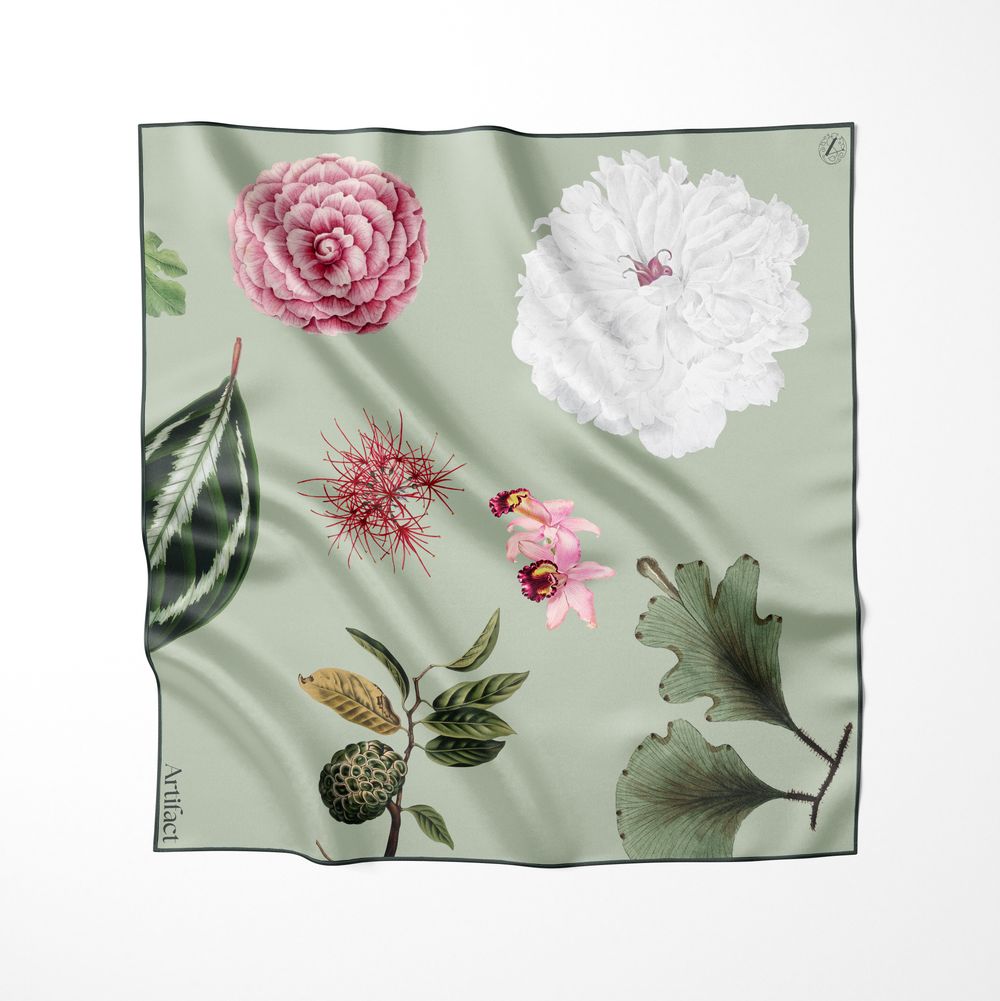 SILVA Flora: Artifact. Womens Square Silk Scarf NEW
