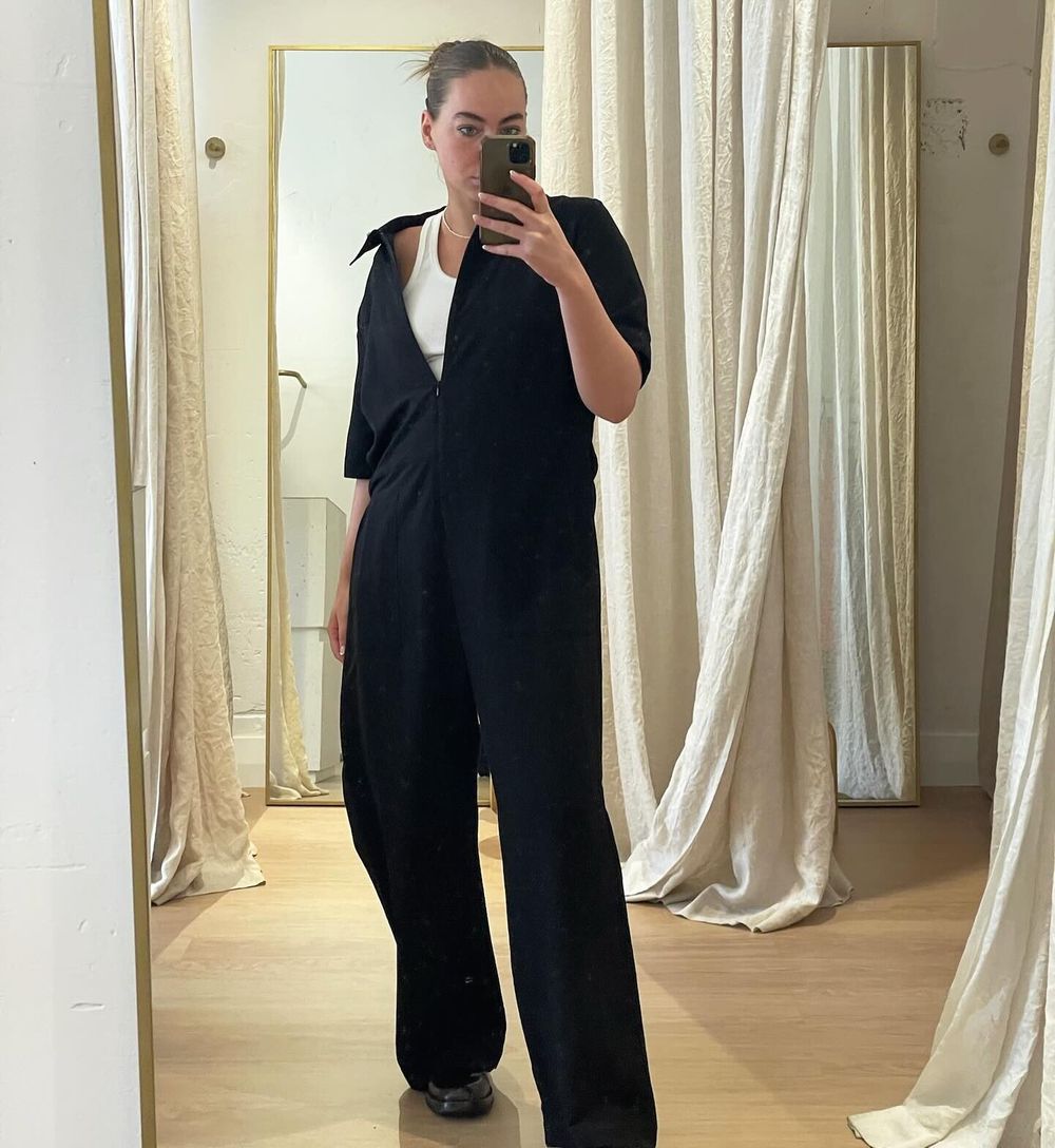 Mina Manifest Black Linen Jumpsuit