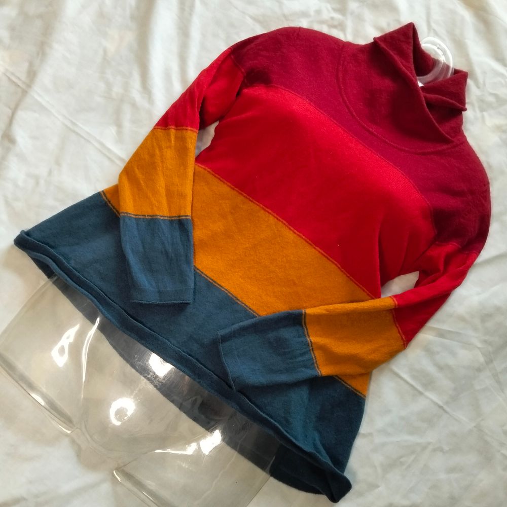 Royal Merino Colour Block Jumper Size S