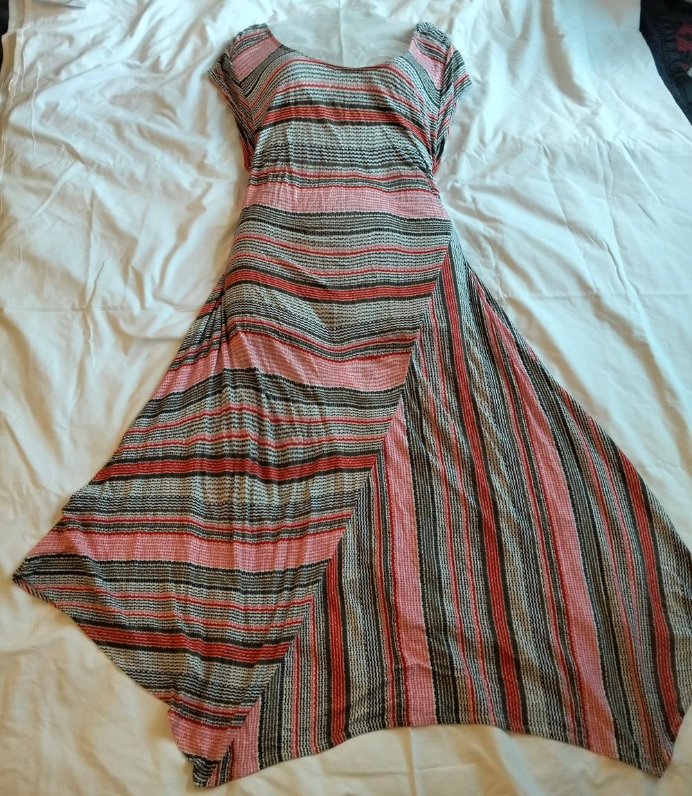 XL Blue Illusion Striped Dress
