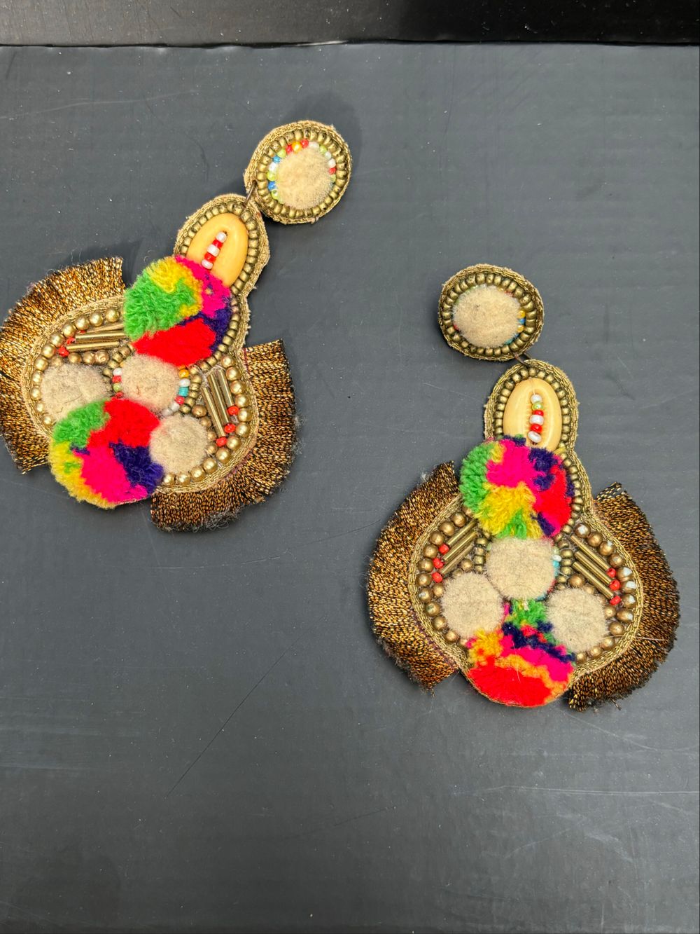 Large Multicolour PomPom earrings
