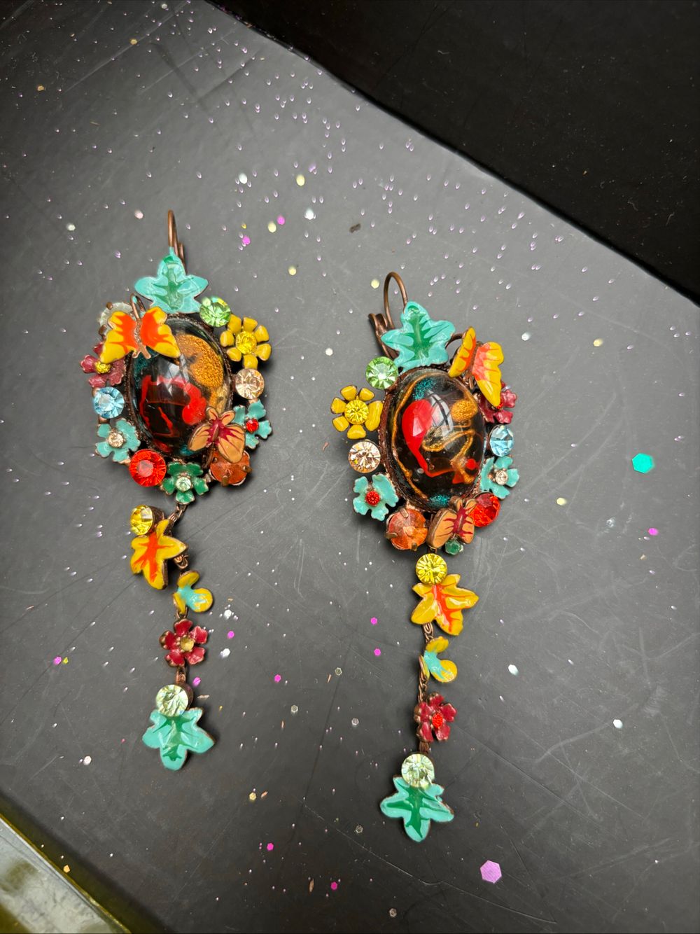 Multicoloured Floral Drop Earrings