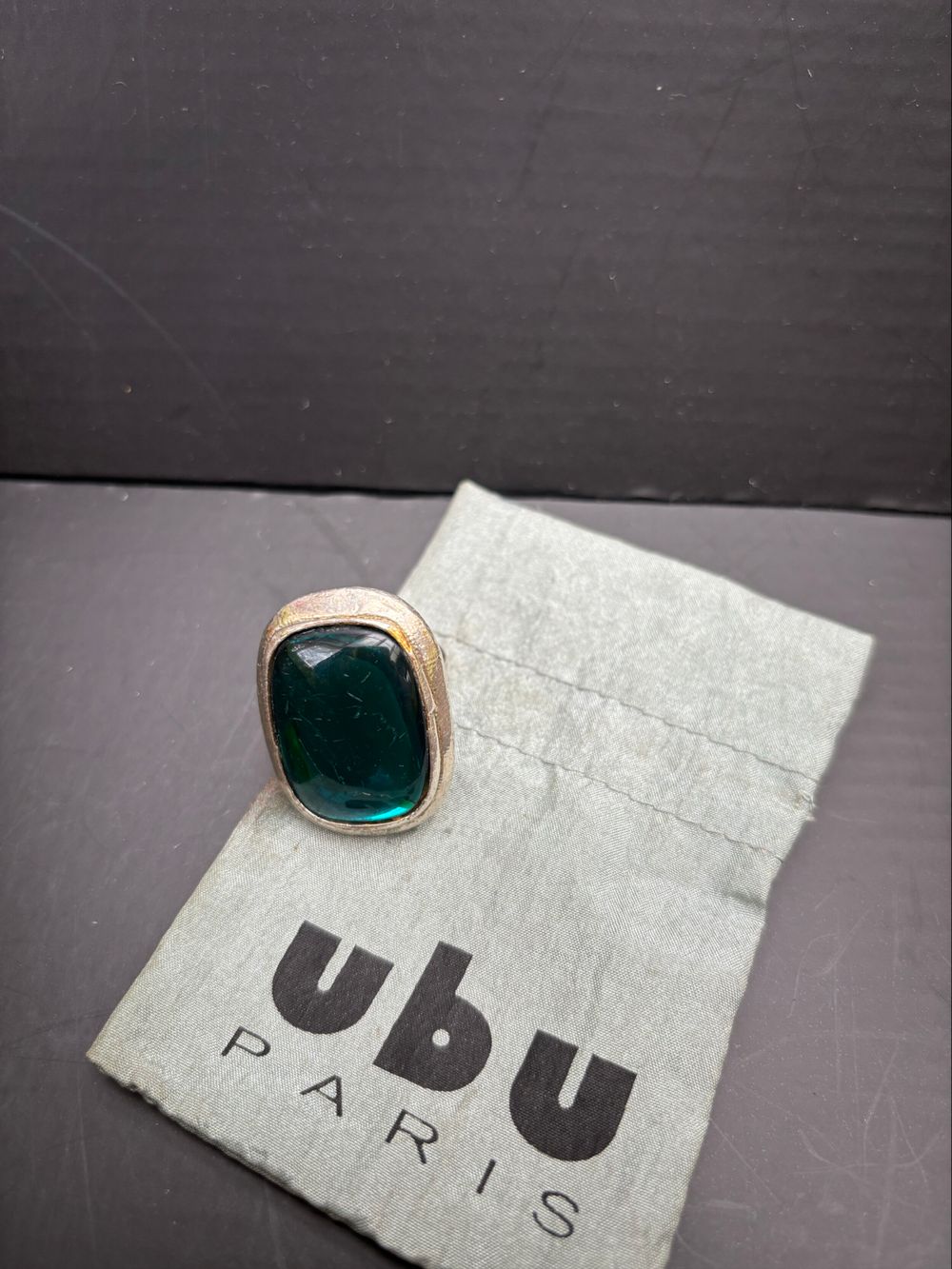 Ubu Silver Tone Green/Blue Stone Ring