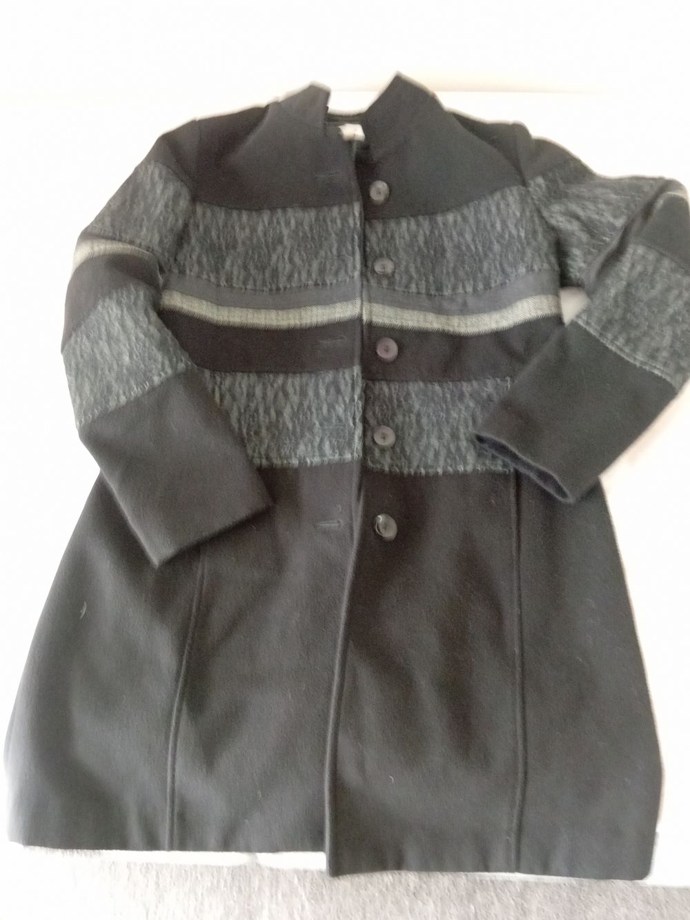 Heine Black Grey Wool Coat