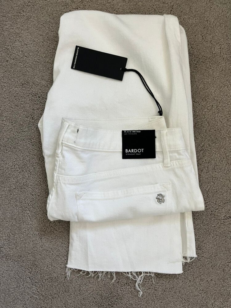 Bardot White Straight Leg Jeans. black orchid