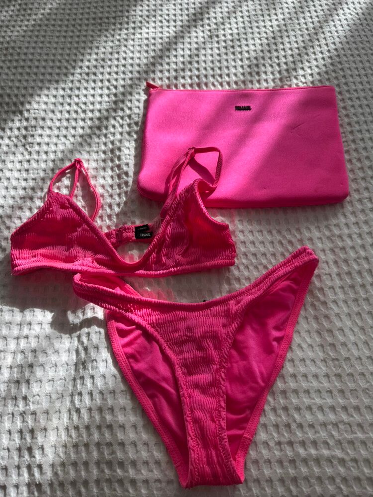 Triangl Pink Ribbed Bikini Set