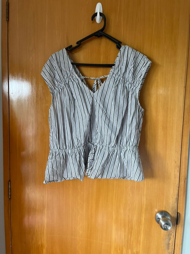 MINERAL White and Khaki Striped Top