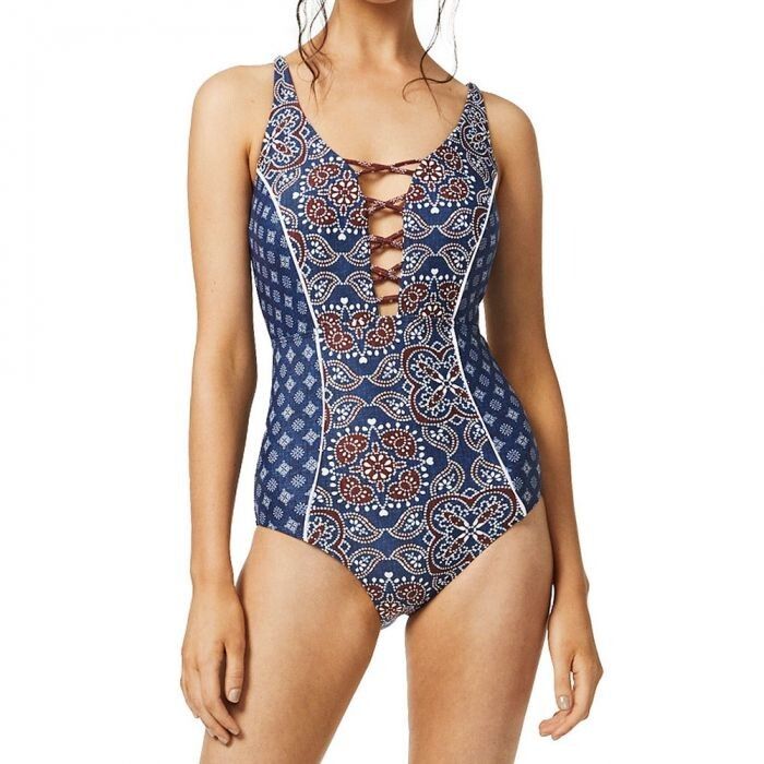 Moontide Denim Bohemia U/W Plunge Swim Suit Blue - Size 34B/C