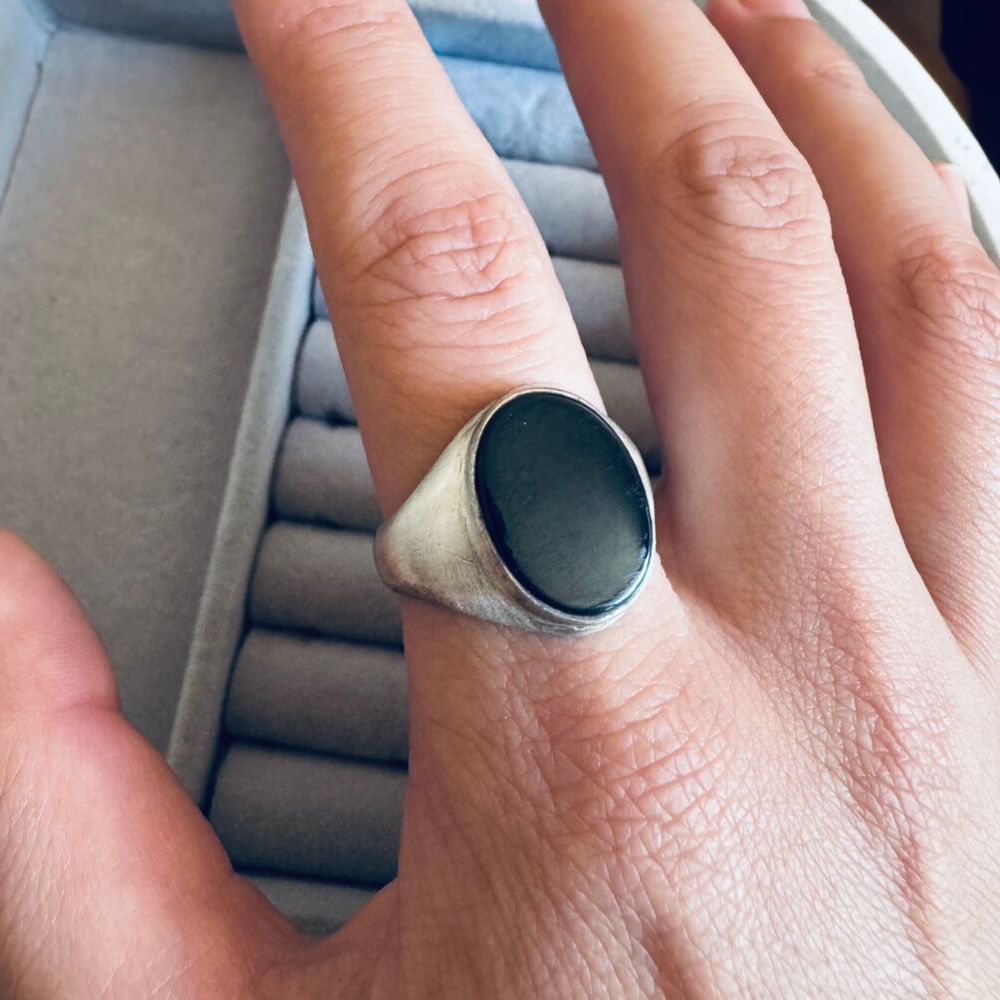 Black onyx sterling silver ring