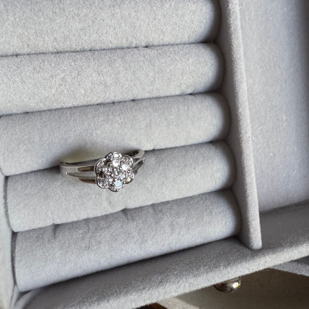 Sterling Silver Starburst Cubic Zirconia Ring