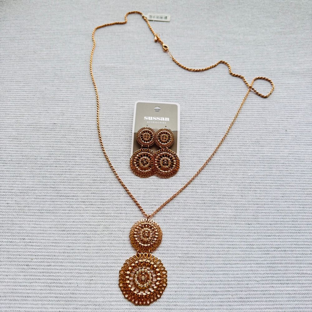 Sussan Rose Gold Tone Necklace and Earrings Set