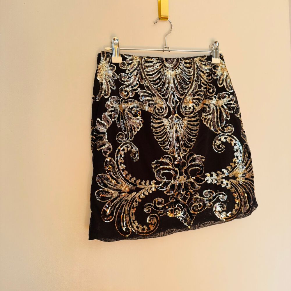 Reverse Black and Gold Sequin Skirt