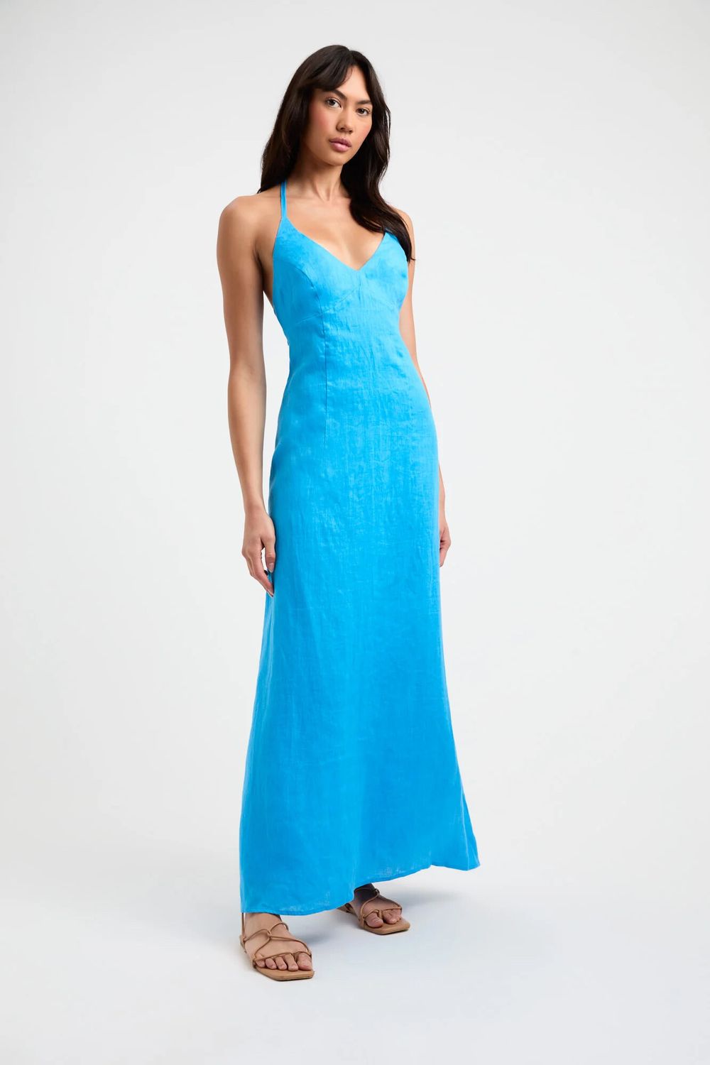 Kookai Blue Tahiti Tied Halter Dress
