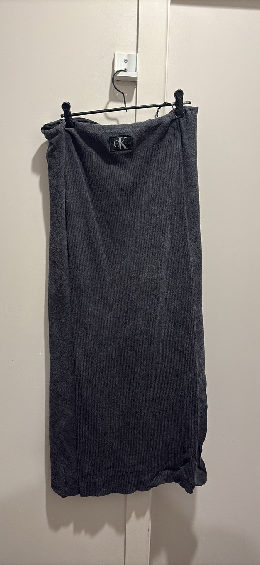 Calvin Klein Grey Ribbed Midi Skirt