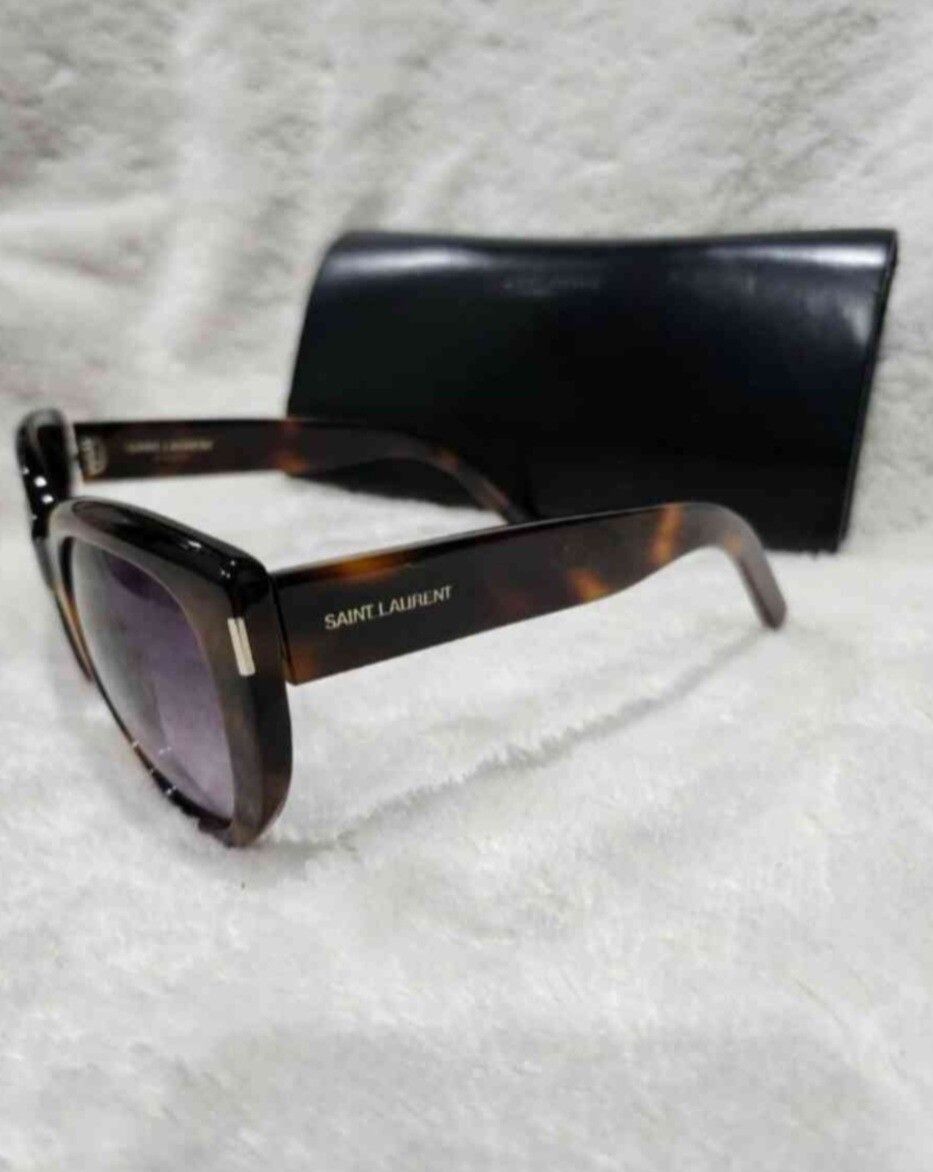 SAINT LAURENT Women's Brown Tortoise Shell Oversize Sunglasses