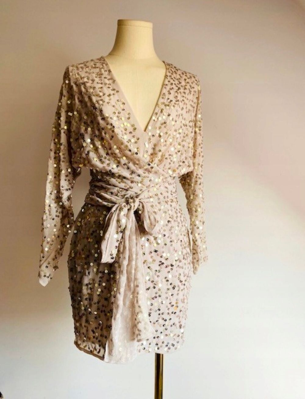 ASOS - Asos Beige Gold Sequin Dress on Designer Wardrobe
