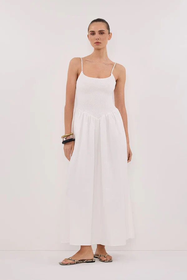 white christmas dresses Lorena Cotton Midi Dress / White | Meshki main image 1