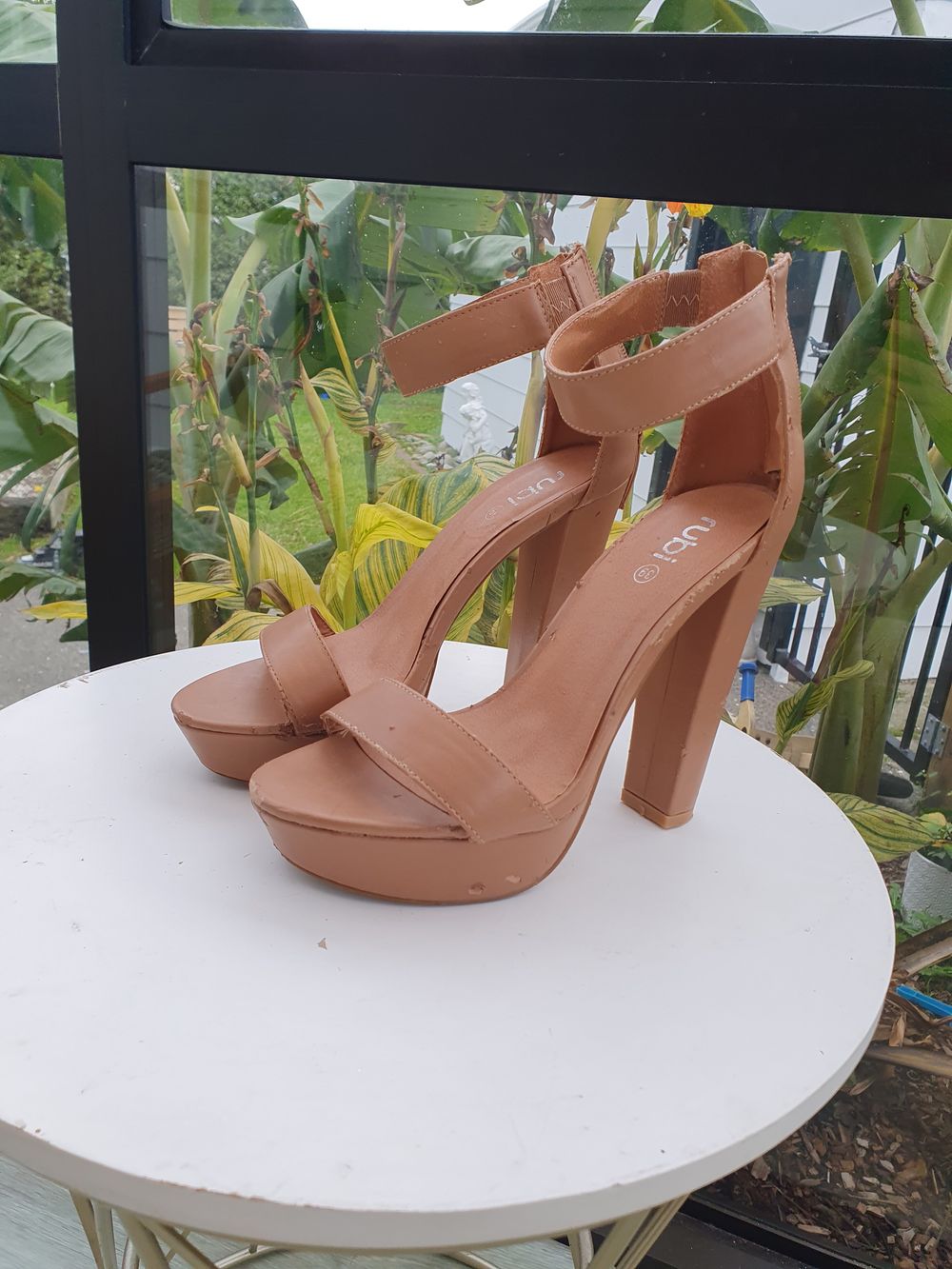 Tan platform heels