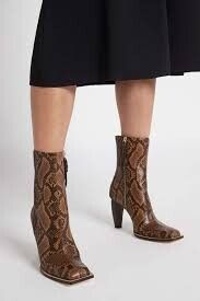 Aje Serpentine Brown Snake Print Boots