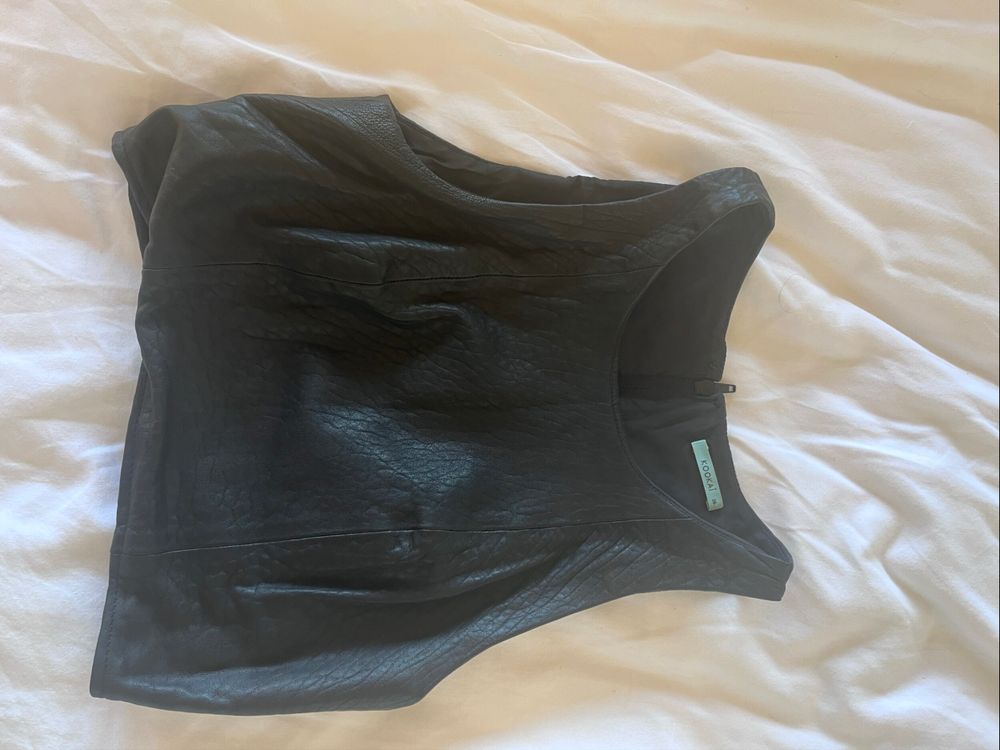 Kookai Black Leather Sleeveless Top