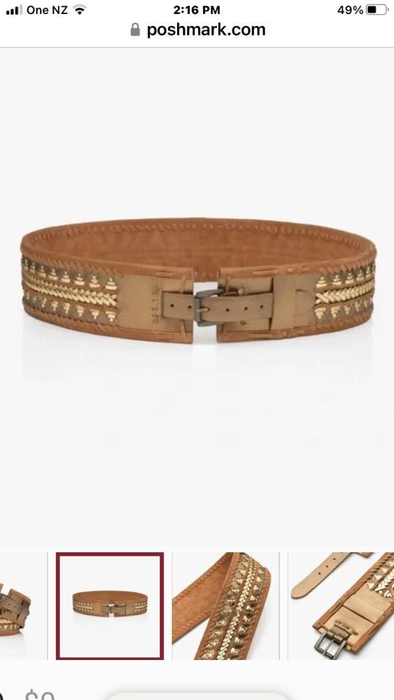 Mes Demoiselles Gold Belt Mes Demoiselles Gold-tone trim suede belt - Brown  main image 2