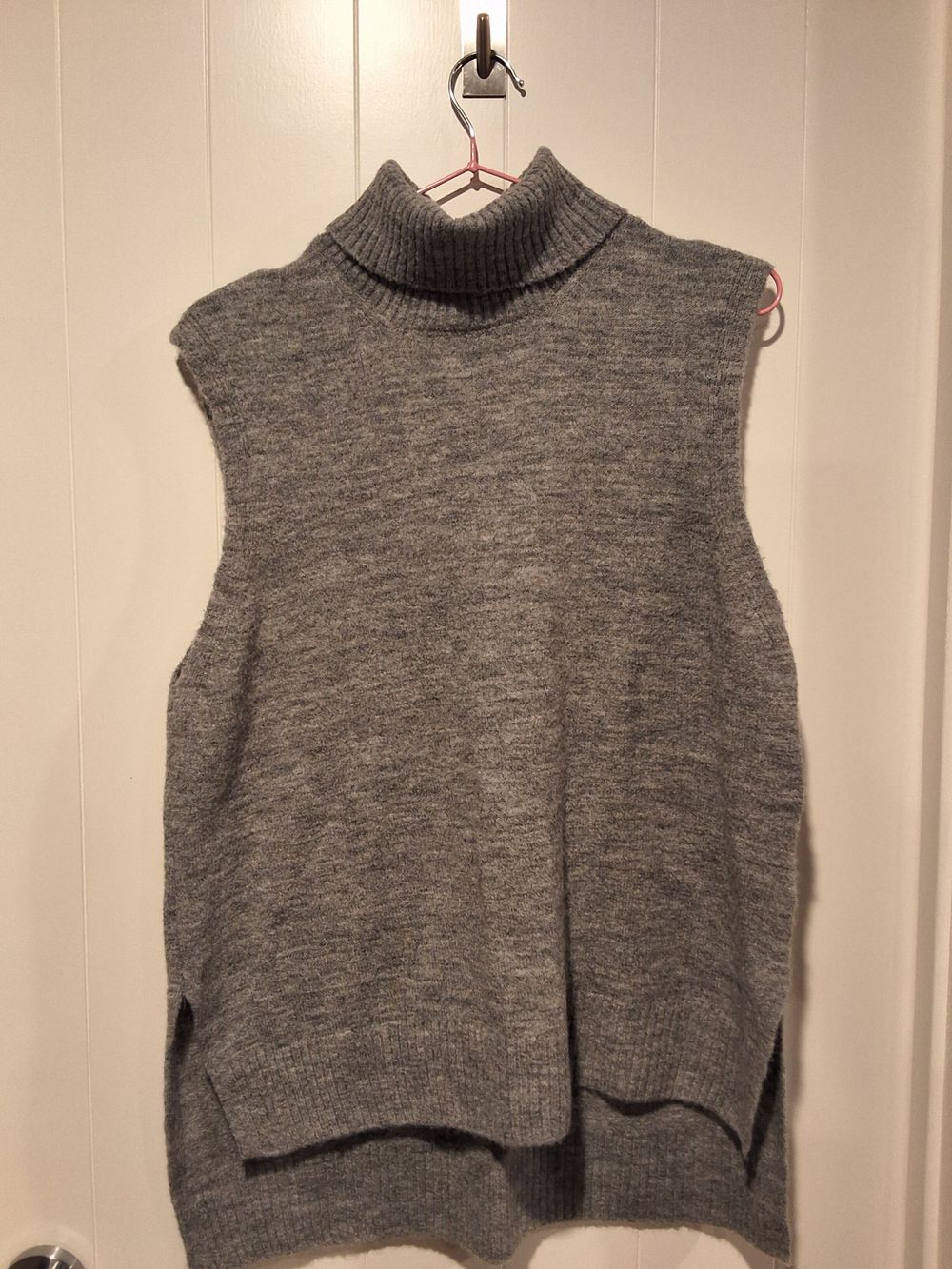 Grey Roll Neck Knit Top