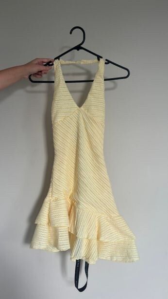 yellow feather dress Yellow Feather Backless Ballroom Dress – Mine·Jas