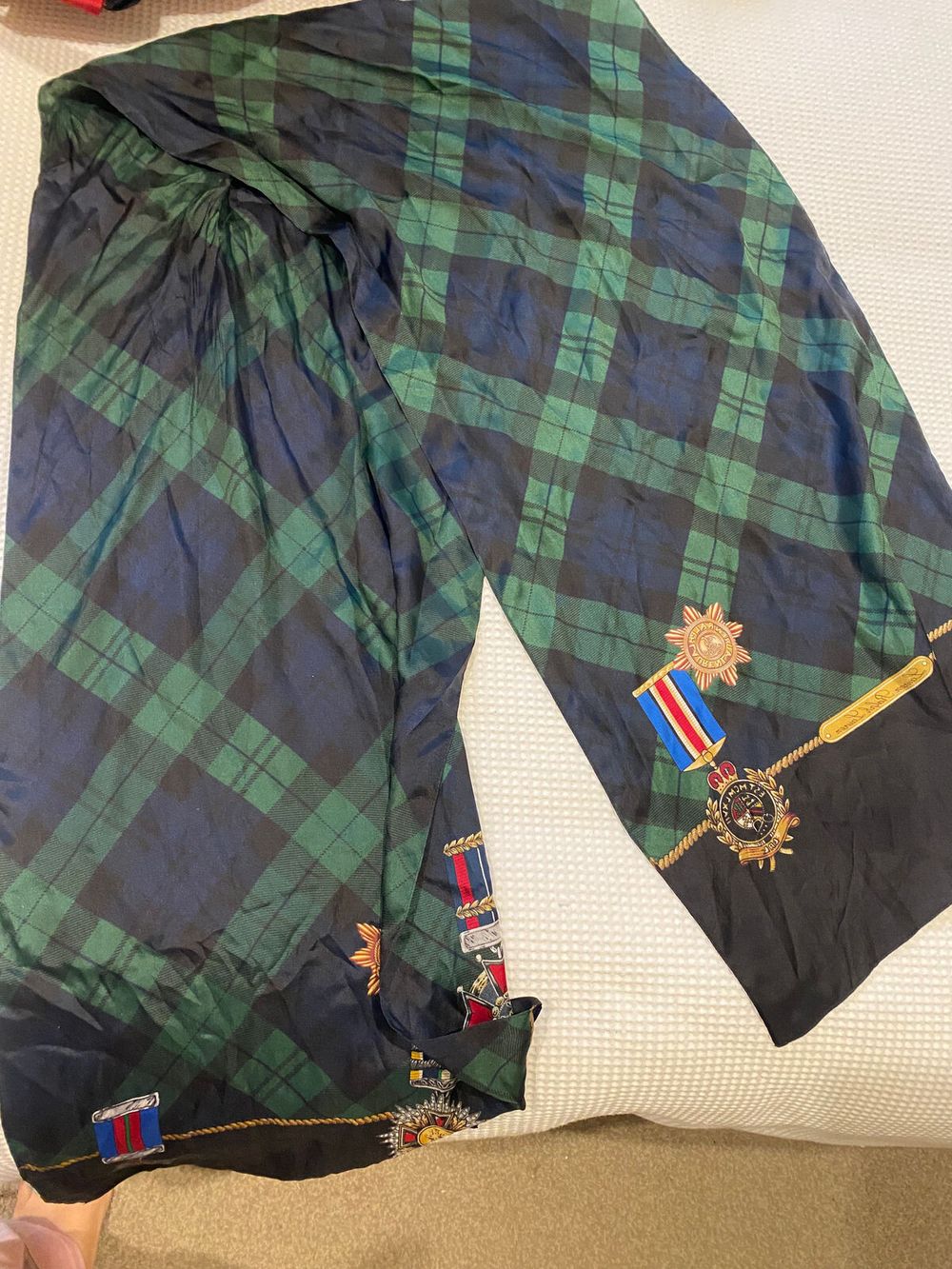 Ralph Lauren silk Green plaid scarf