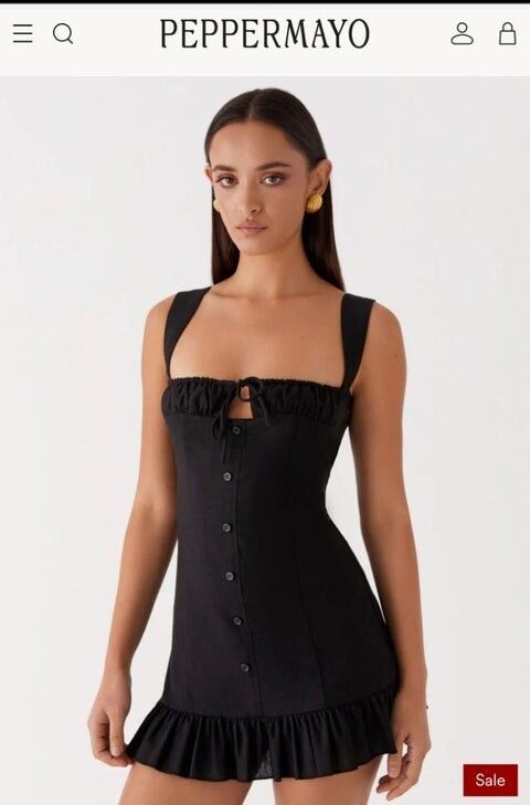 PepperMayo - PEPPERMAYO Black Linen Cotton Mini Dress  Size 8  BNWT on  Designer Wardrobe