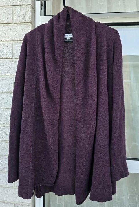CAPTURE 100% Lambswool Open Front Cardigan - Size L