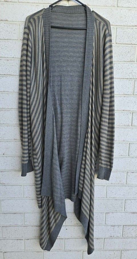 METALICUS Viscose Cotton Striped Waterfall Cardigan Size 14