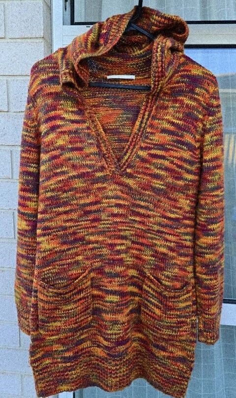 UNIQLO Burnt Orange Hooded Knit Jumper Size S