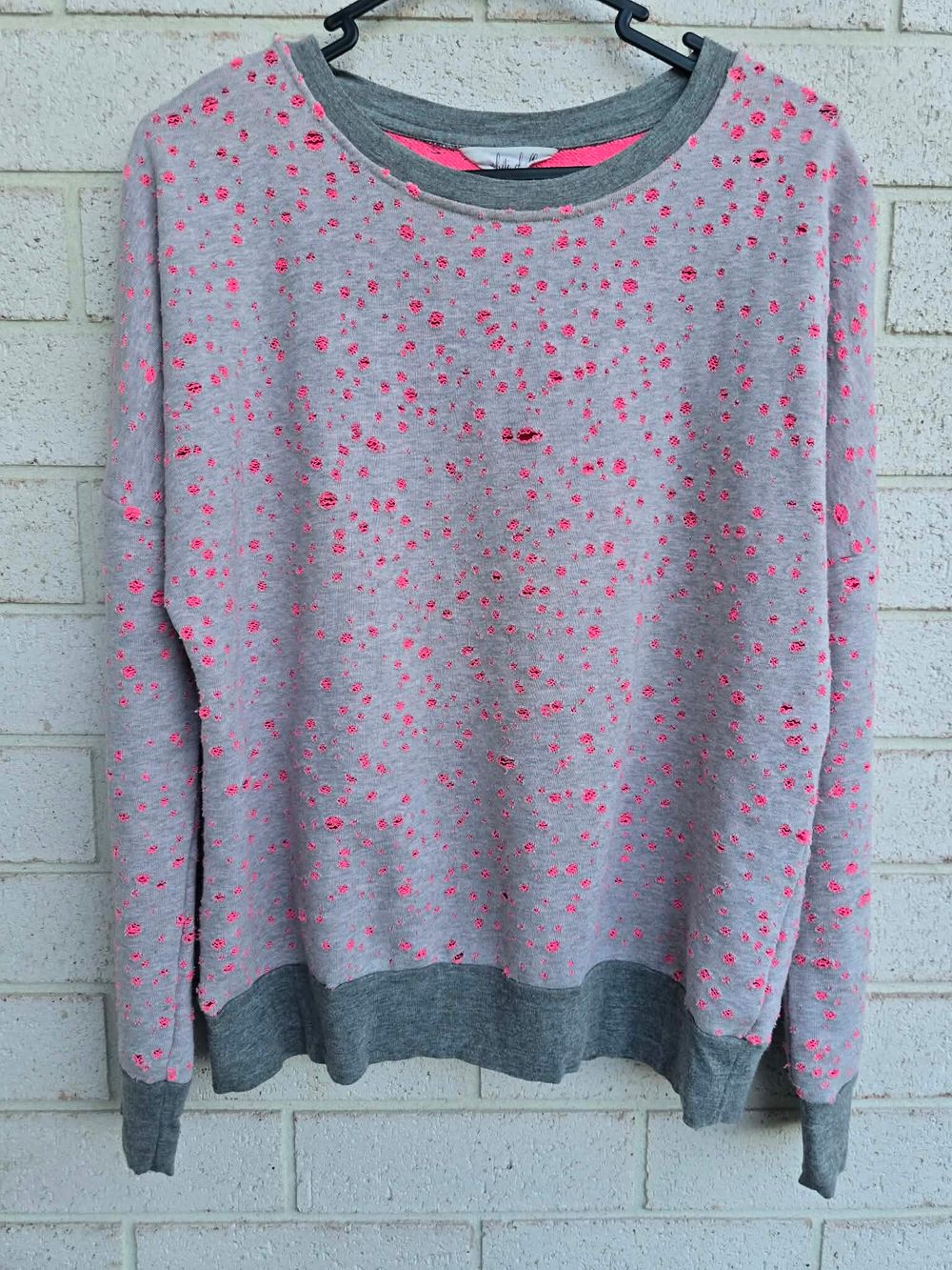 WHITE CHALK Distressed Floral Print Sweatshirt - Size 10